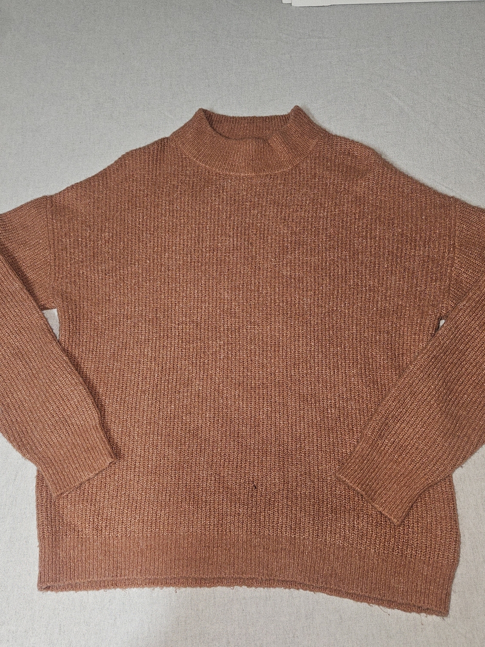 Classic Women's Mock Neck Sweater - Rust Brown